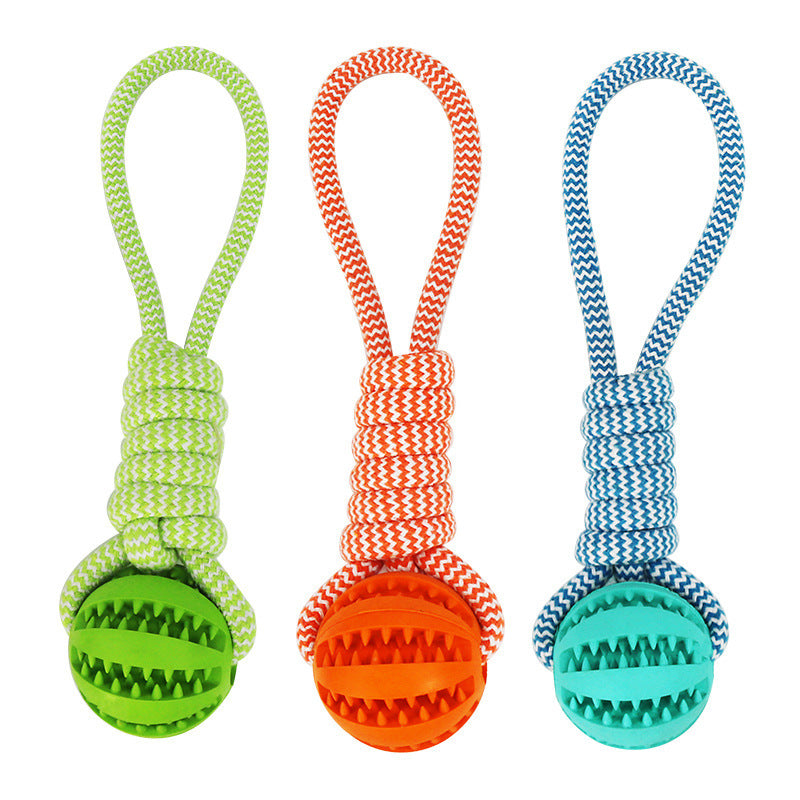 Dog toy ball with rope best sale