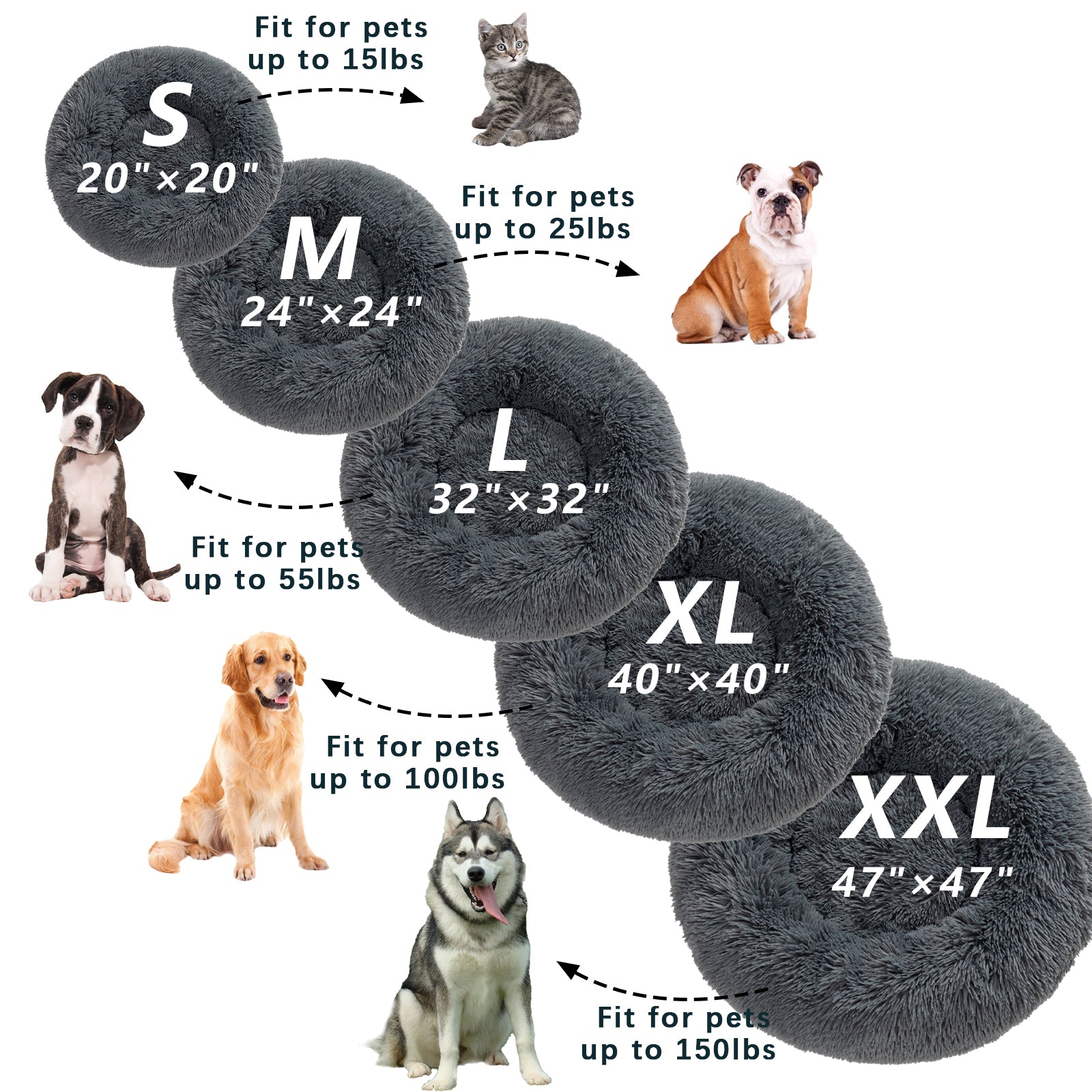 Donut Mand Dog Accessories for Large Dogs Cat'S House Plush Pet Bed for Dog XXL round Mat for Small Medium Animal Calming 40Cm-120Cm