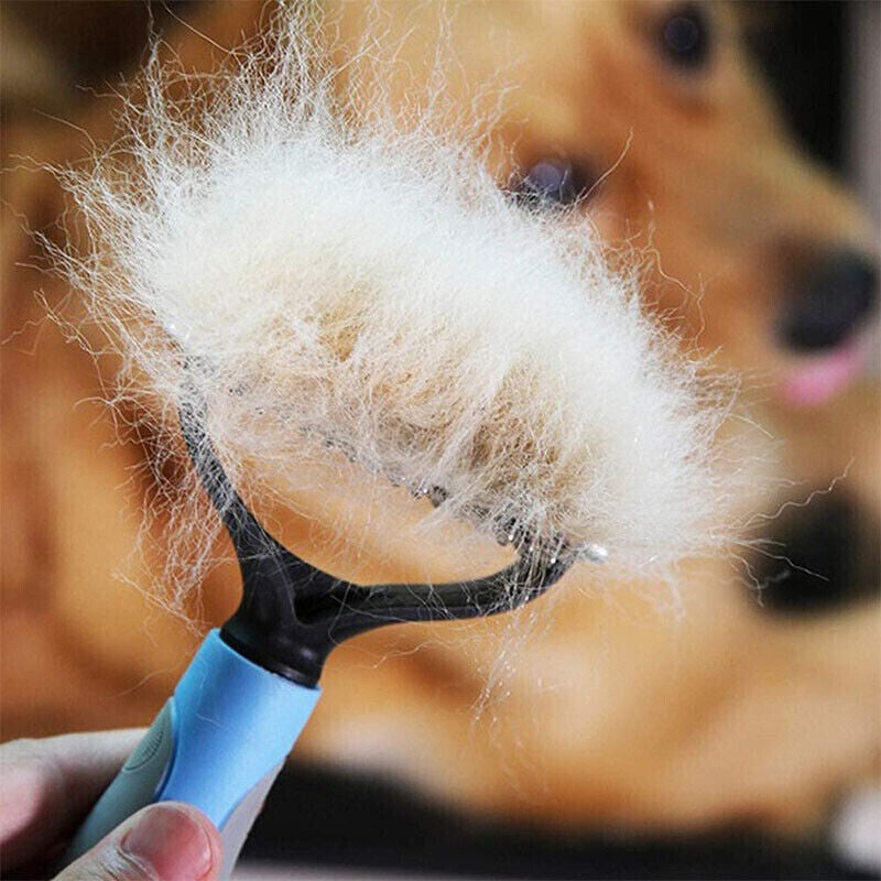 Grooming Brush for Pet Dog Cat Deshedding Tool Rake Comb Fur Remover Reduce 2-Side Dematting Tool for Dogs Cats Pets Grooming Brush Double Sided Shedding and Dematting Undercoat Rake Hair Removal Comb