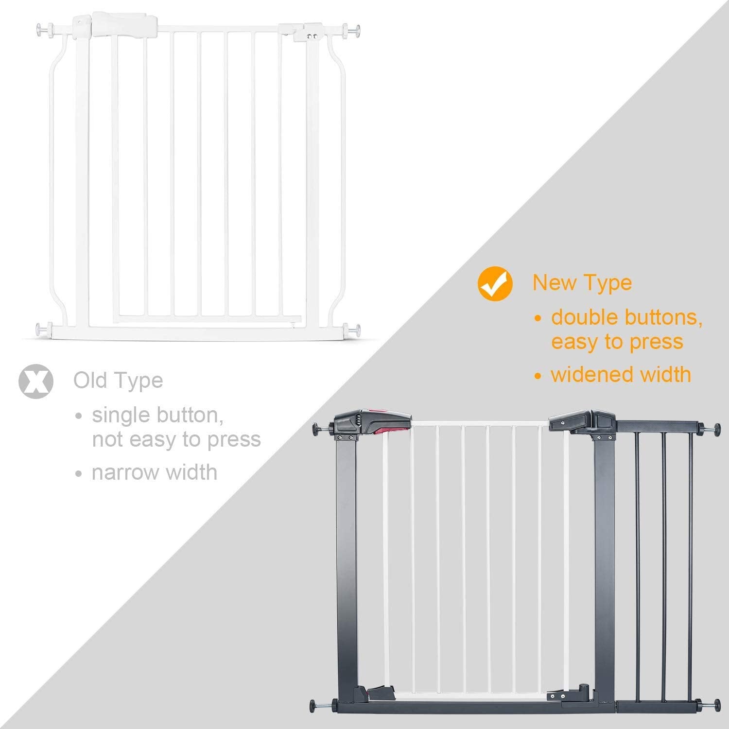 Sturdy Safe Gate with 4 Pressured Adjustment Bolts Dog Indoor Gate,Stair Gate for Pets, 29In to 34In Wide 32In Height