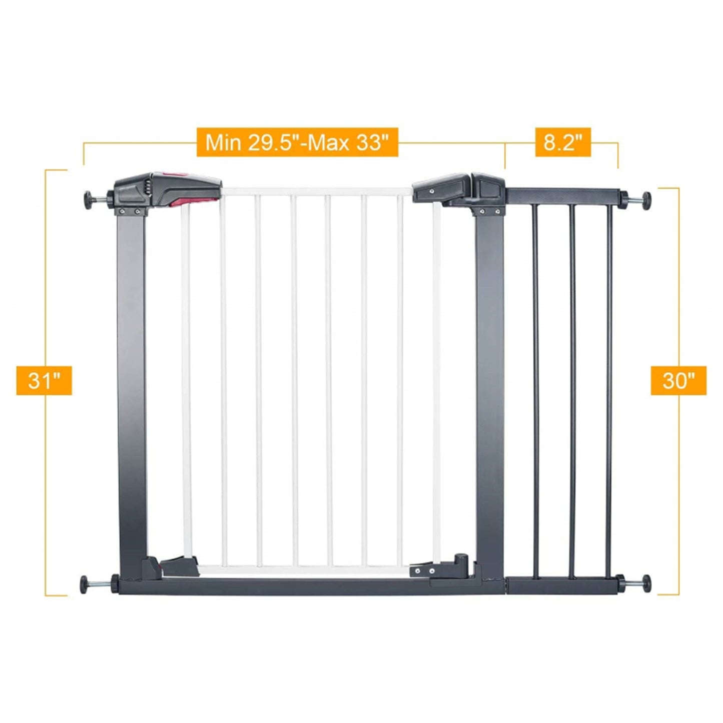 Sturdy Safe Gate with 4 Pressured Adjustment Bolts Dog Indoor Gate,Stair Gate for Pets, 29In to 34In Wide 32In Height