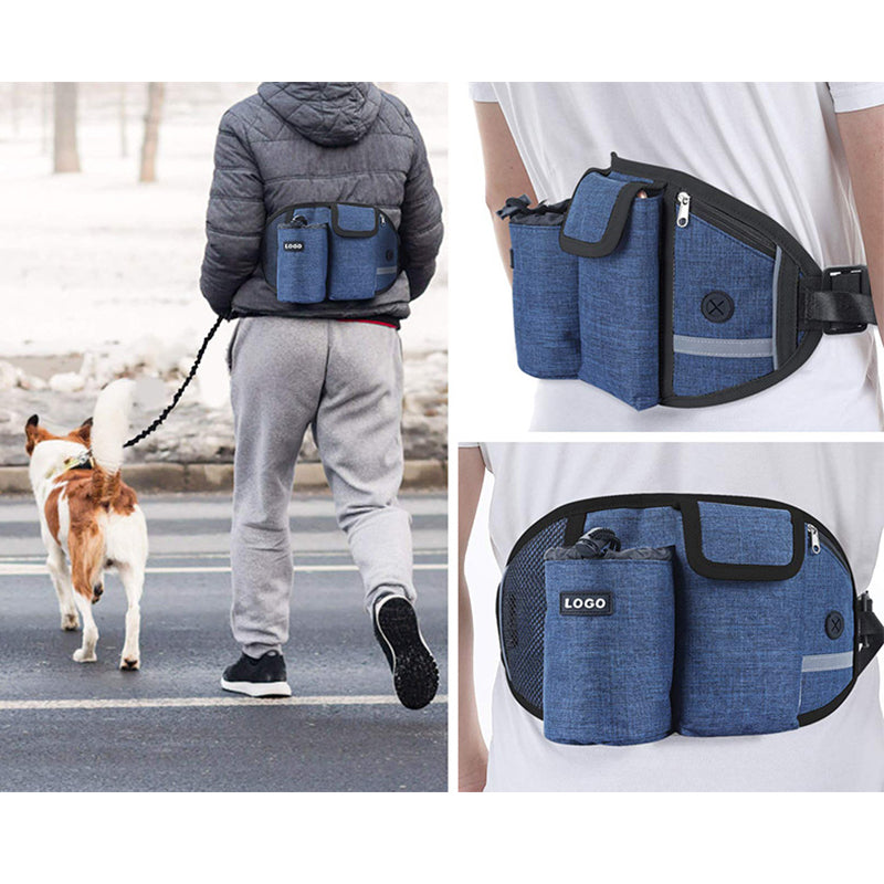 Dog Training Leash Waist Bag Hands-Free Outdoor Pet Running Walking Leash Portable Dog Food Water Cup Storage Bags